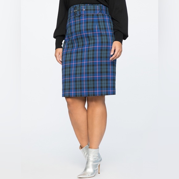 ELOQUII Plaid Column Skirt - Picture 10 of 11
